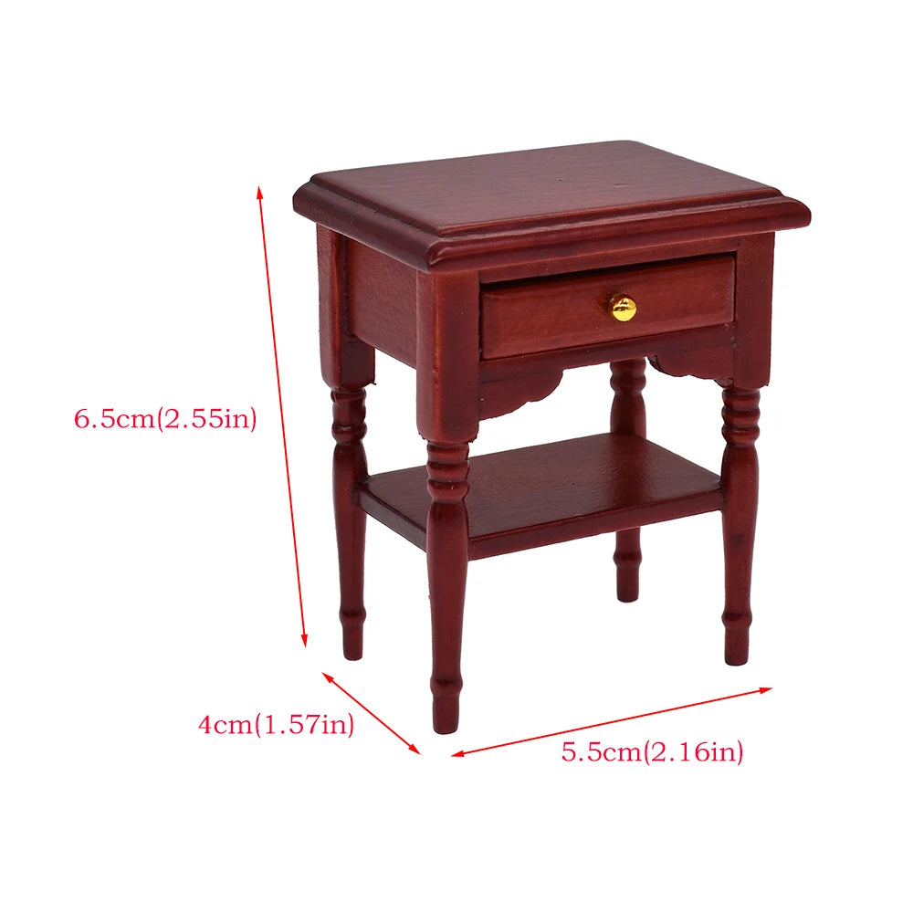 1:12 Scale Miniature Wooden Cabinet Dresser Mirror Bed Chair Dollhouse Furniture Set For Bedroom Decoration