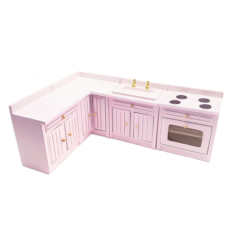 1:12 Scale Miniature Kitchen Cabinet Basin Stove Roaster Dollhouse Furniture Accessories For Dolls
