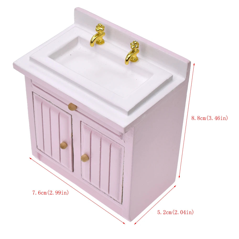 1:12 Scale Miniature Kitchen Cabinet Basin Stove Roaster Dollhouse Furniture Accessories For Dolls