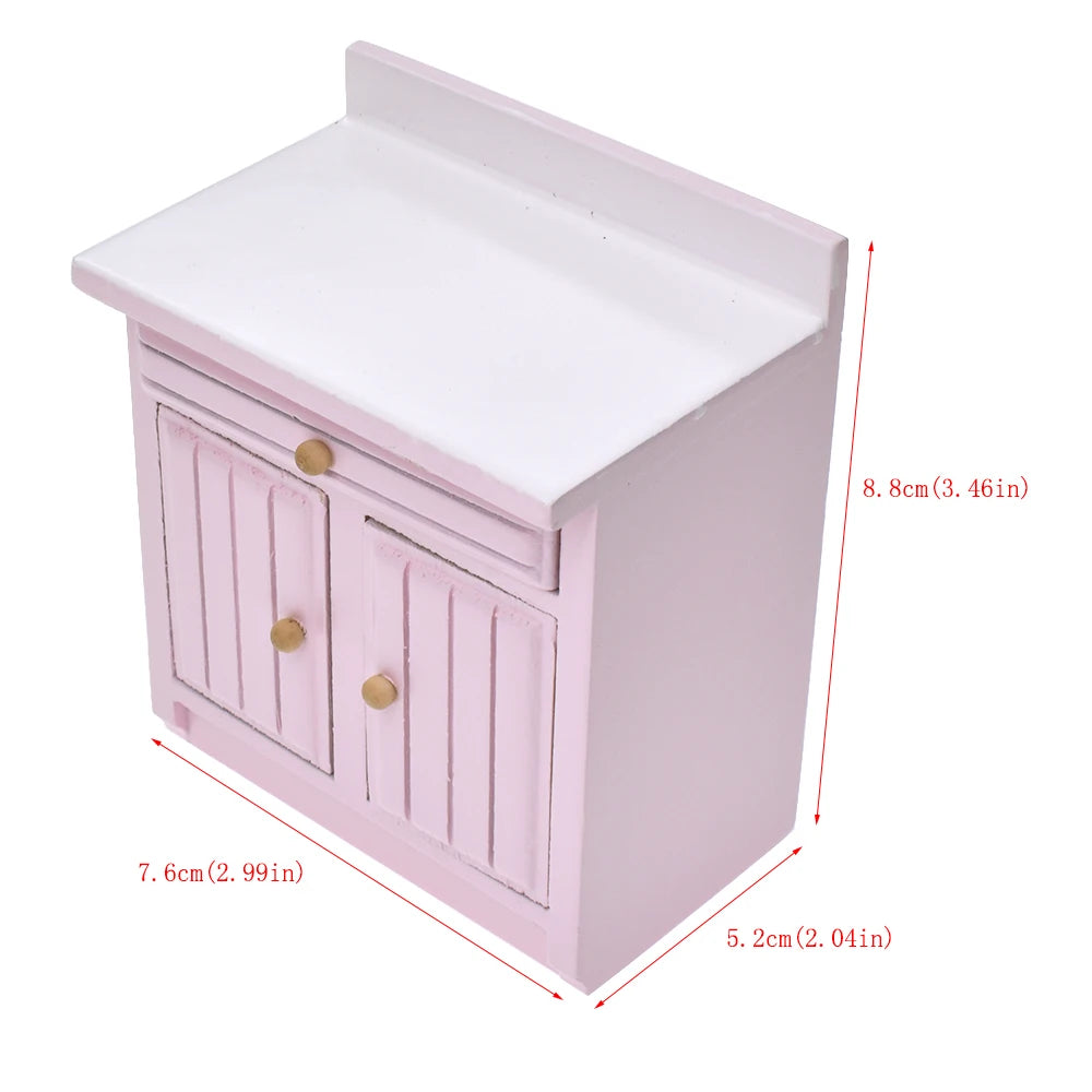 1:12 Scale Miniature Kitchen Cabinet Basin Stove Roaster Dollhouse Furniture Accessories For Dolls
