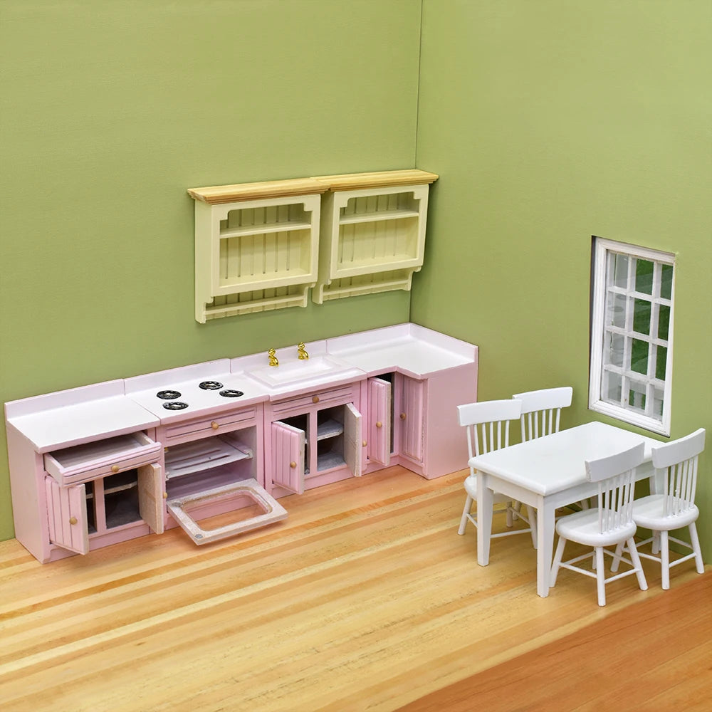 1:12 Scale Miniature White Dining Table And Chairs Set Dollhouse Furniture Accessories For Mini Toys