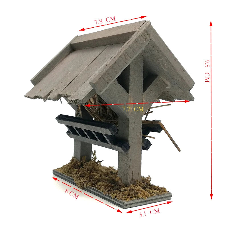 1:12 Scale Miniature Horse Stable Model Outdoor Garden Scene Dollhouse Accessories