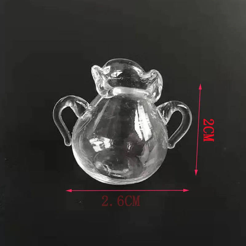 Pot en verre miniature transparent à l'échelle 1:12, pour maison de poupée, cuisine, chambre, jouet pour enfants, cadeau, jeu de simulation, accessoires de meubles miniatures