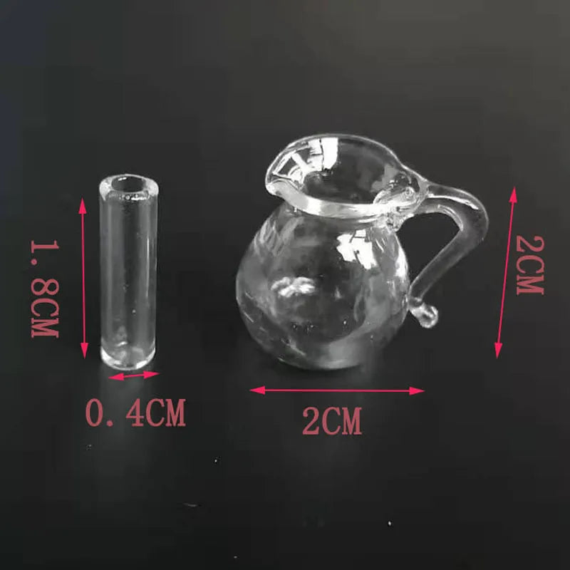 Pot en verre miniature transparent à l'échelle 1:12, pour maison de poupée, cuisine, chambre, jouet pour enfants, cadeau, jeu de simulation, accessoires de meubles miniatures