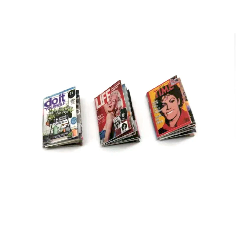 Revista en miniatura a escala 1:12, accesorios para casa de muñecas para decorar la sala de estar.