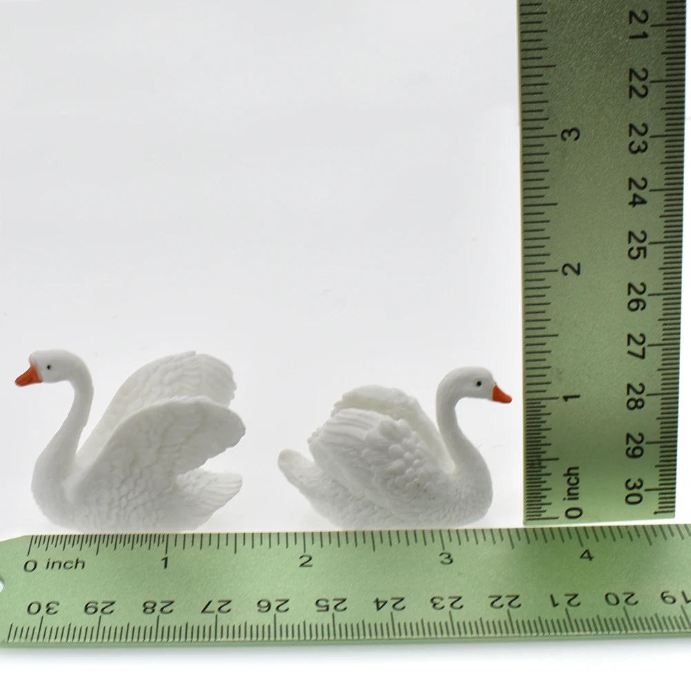 1:12 Scale Miniature Swan Figurine Set Dollhouse Accessories Animal Model Home Ornament Fairy Garden Decoration DIY Craft