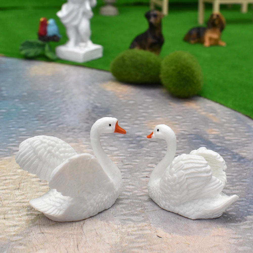 1:12 Scale Miniature Swan Figurine Set Dollhouse Accessories Animal Model Home Ornament Fairy Garden Decoration DIY Craft