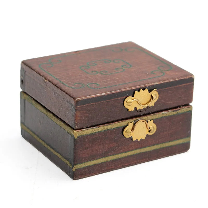 1:12 Scale Miniature Dressing Case Jewelry Box With Mirror For Dollhouse Perfume Storage