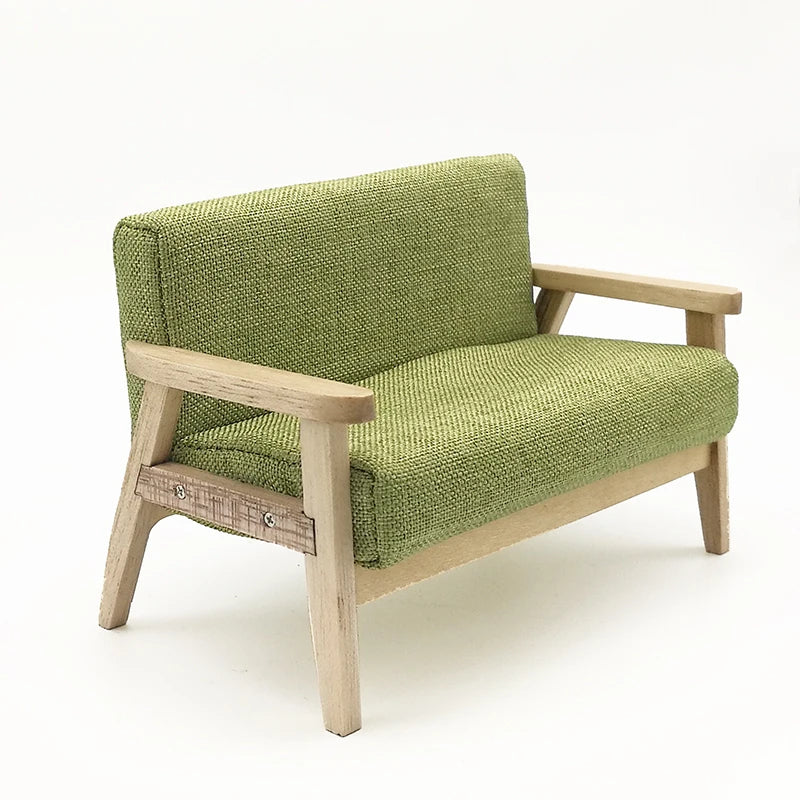 1:12 Scale Miniature Fabric Sofa Couch Chair For Dollhouse Living Room Decor Minimalist Simple Furniture Accessories
