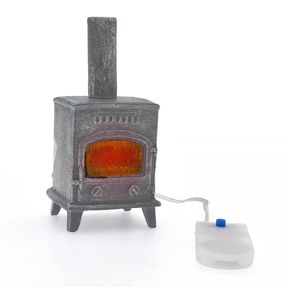 1:12 Scale Miniature Fireplace With Light Chimney For Dollhouse Accessories Simulation Model