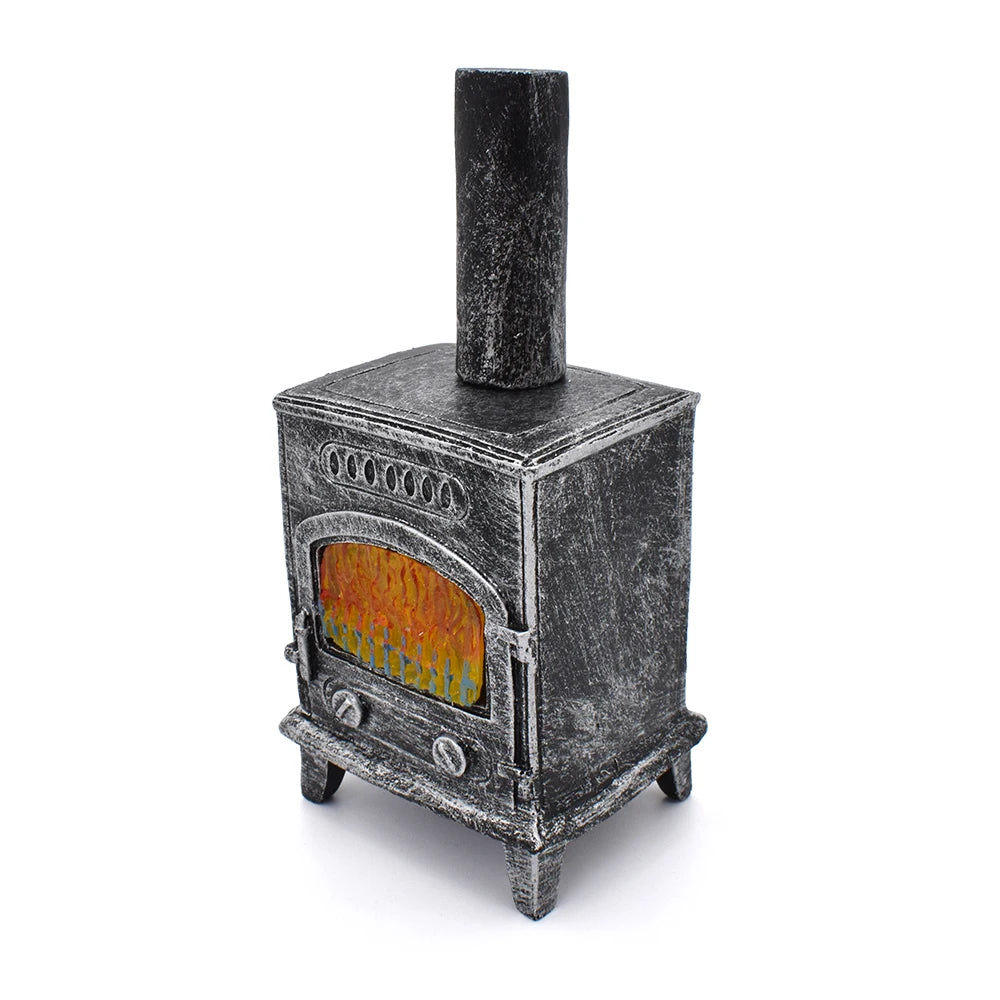1:12 Scale Miniature Fireplace With Light Chimney For Dollhouse Accessories Simulation Model