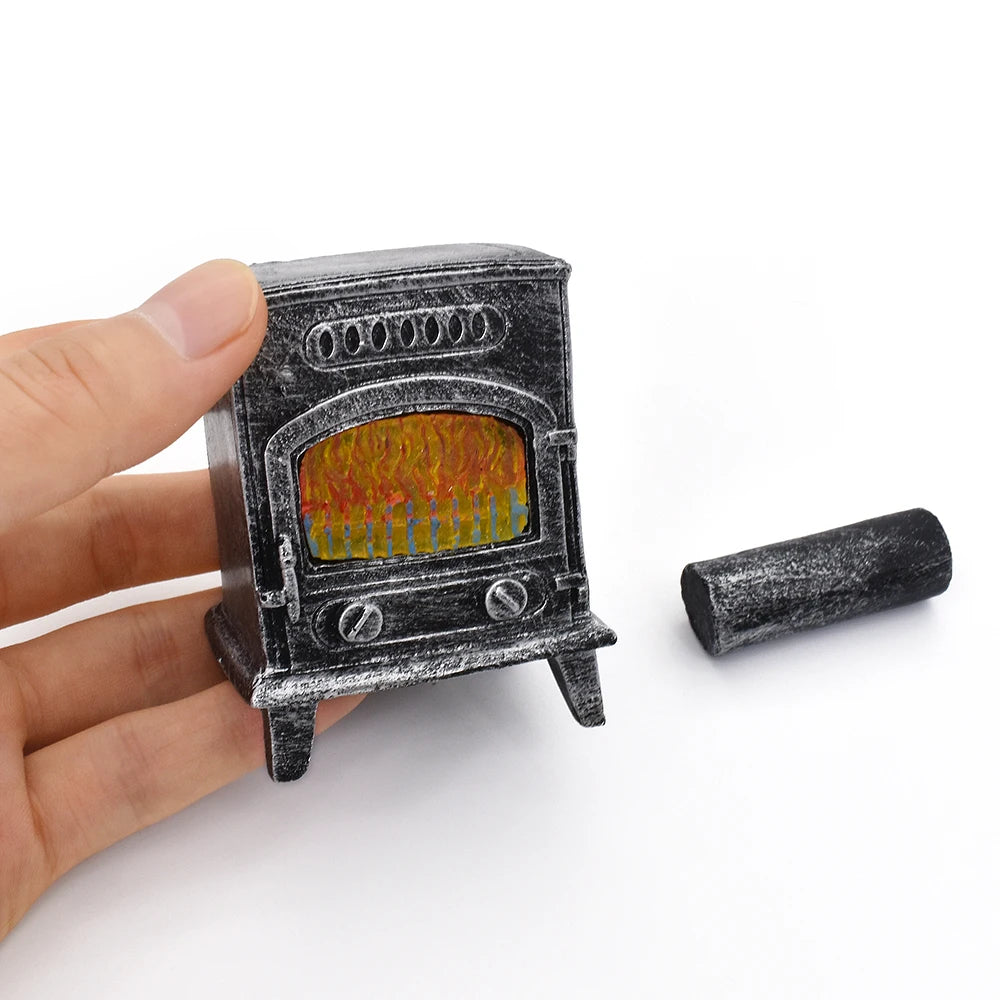1:12 Scale Miniature Fireplace With Light Chimney For Dollhouse Accessories Simulation Model