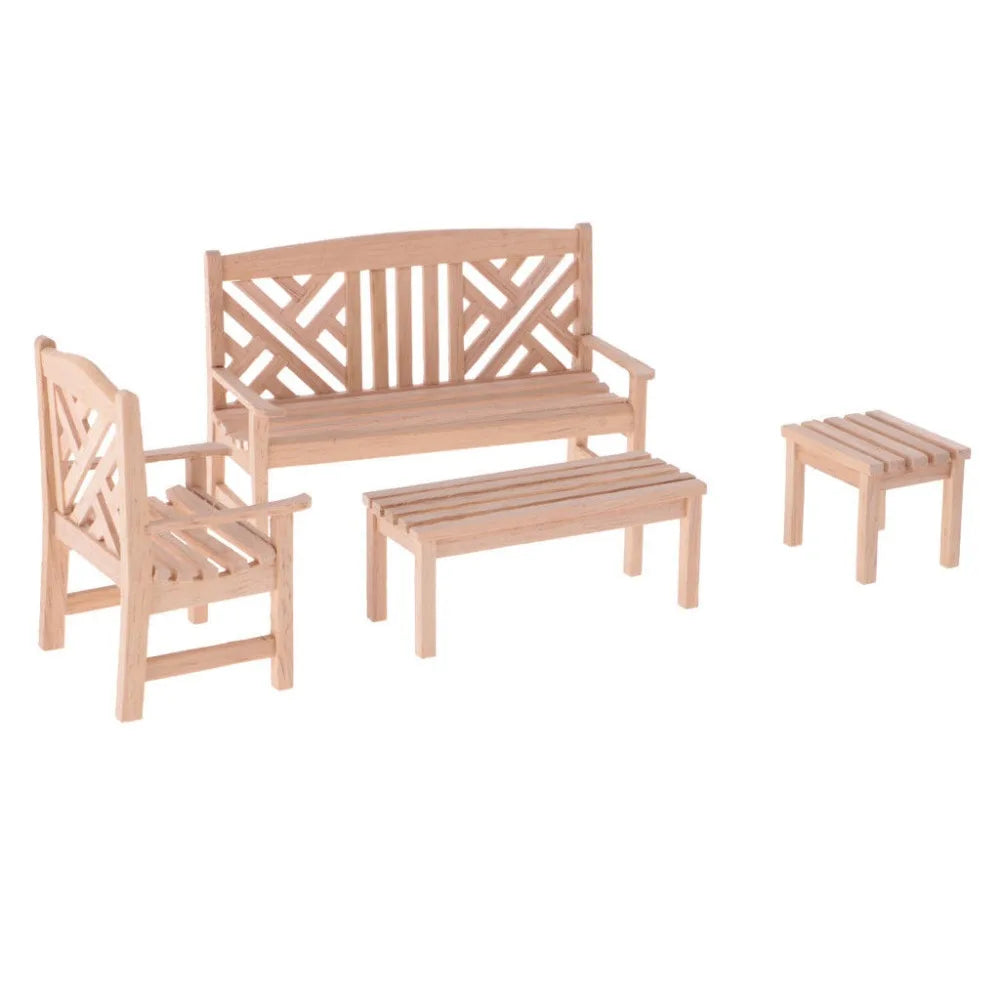 1:12 Scale Miniature Garden Furniture Set Patio Table And Chairs For Dollhouse Accessories Outdoor Decor