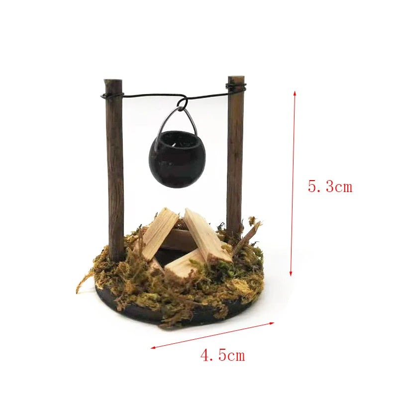 1:12 Scale Miniature Dollhouse Garden Villa Hanging Furnace Outdoor Picnic Pastoral Style Accessories DIY Model