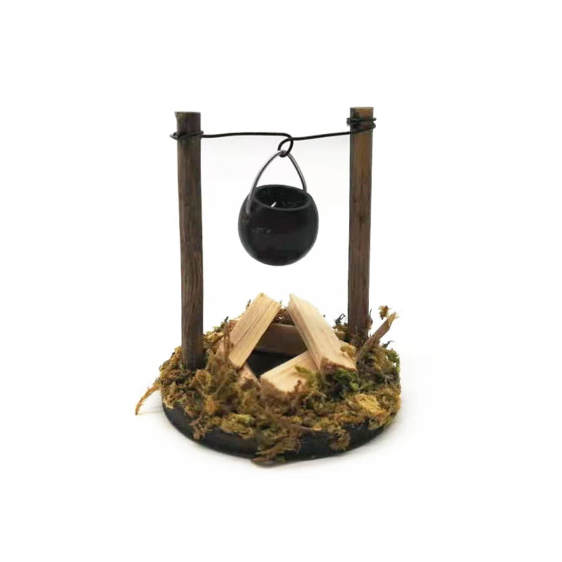 1:12 Scale Miniature Dollhouse Garden Villa Hanging Furnace Outdoor Picnic Pastoral Style Accessories DIY Model