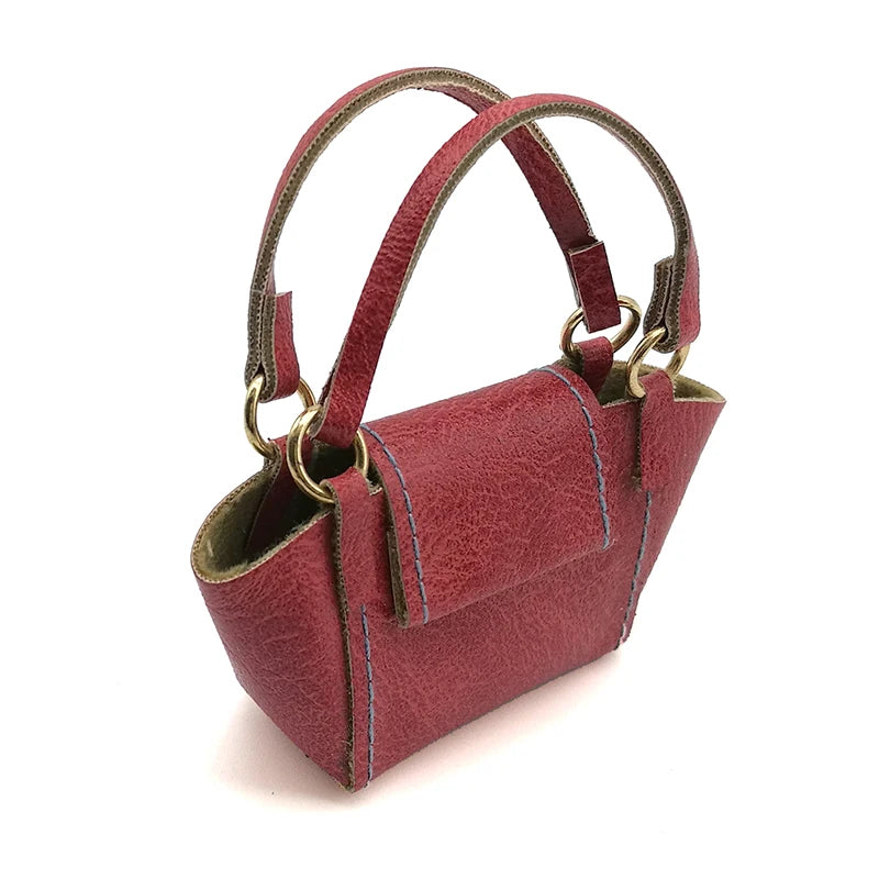 1:12 Scale Miniature Leather Handbag Purse Lady Shoulder Bag Fashion Doll Accessories