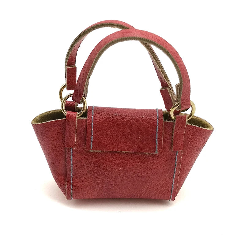 1:12 Scale Miniature Leather Handbag Purse Lady Shoulder Bag Fashion Doll Accessories
