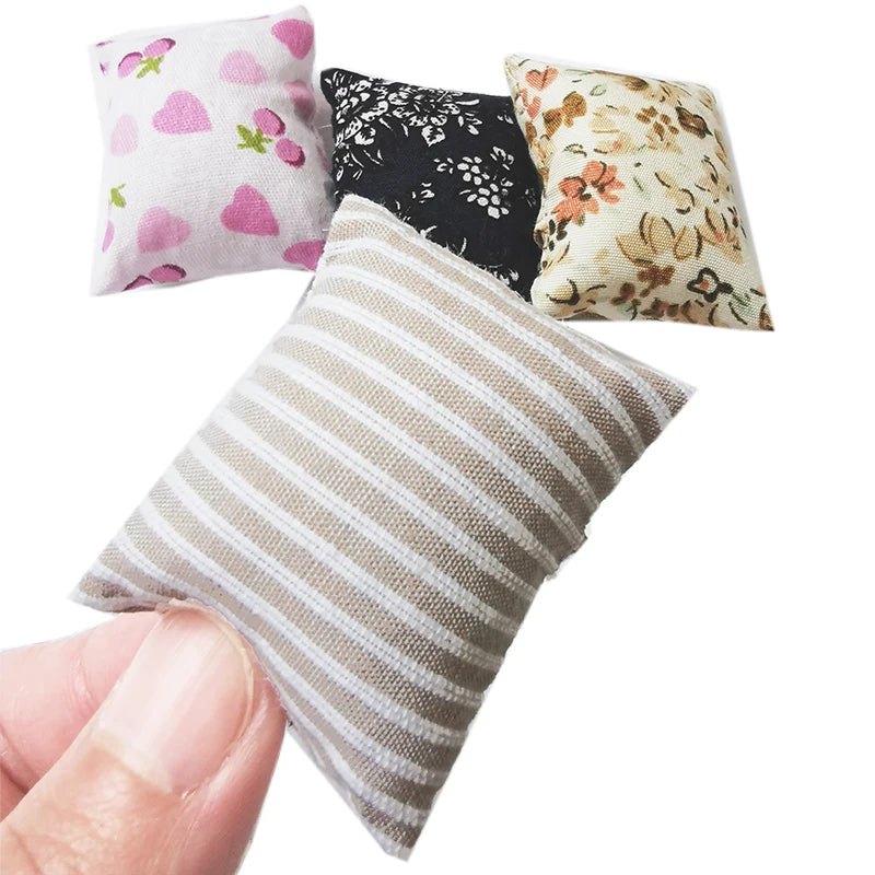 1:12 Scale Miniature Cushion Pillow Set For Sofa Couch Chair Bed Dollhouse Accessories Home Decor
