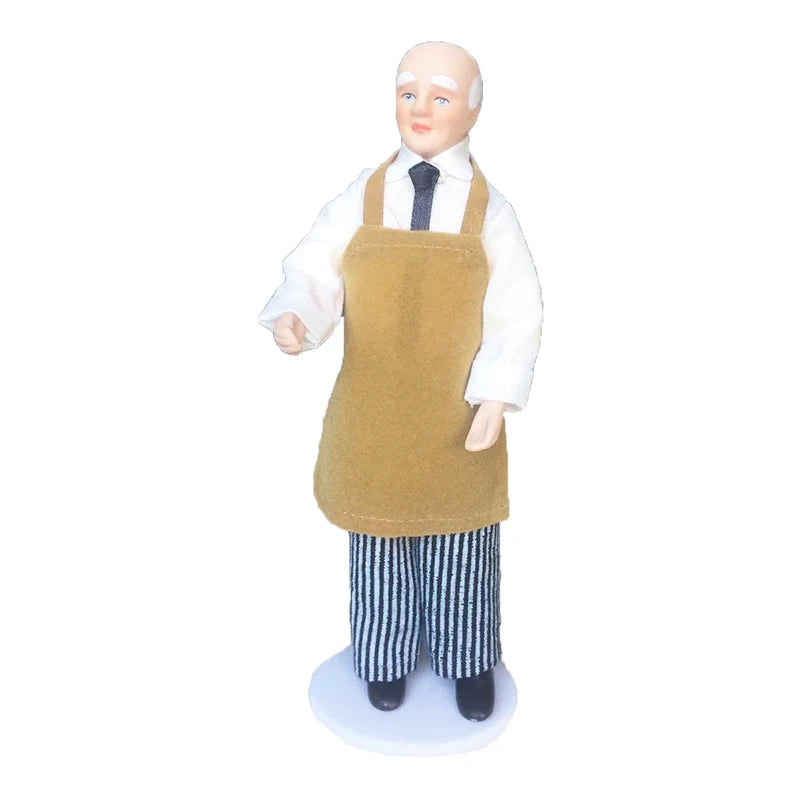 1:12 Scale Miniature Dolls With Stand For Dollhouse Accessories Housemaid Chef Old Man Servant Mold Toys For Children