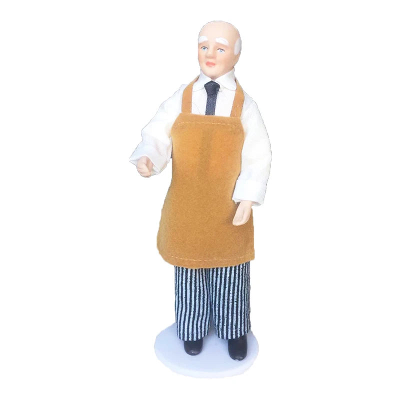 1:12 Scale Miniature Dolls With Stand For Dollhouse Accessories Housemaid Chef Old Man Servant Mold Toys For Children