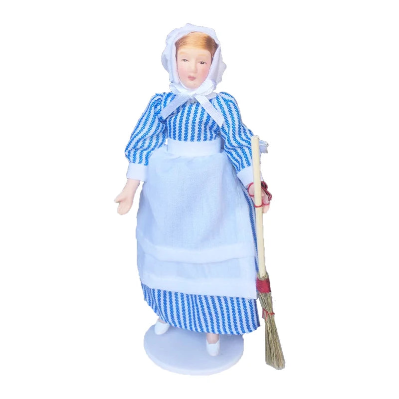1:12 Scale Miniature Dolls With Stand For Dollhouse Accessories Housemaid Chef Old Man Servant Mold Toys For Children