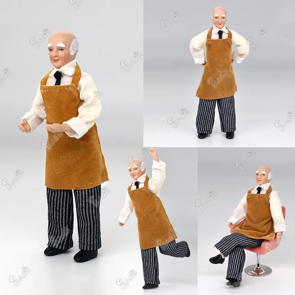 1:12 Scale Miniature Dolls With Stand For Dollhouse Accessories Housemaid Chef Old Man Servant Mold Toys For Children