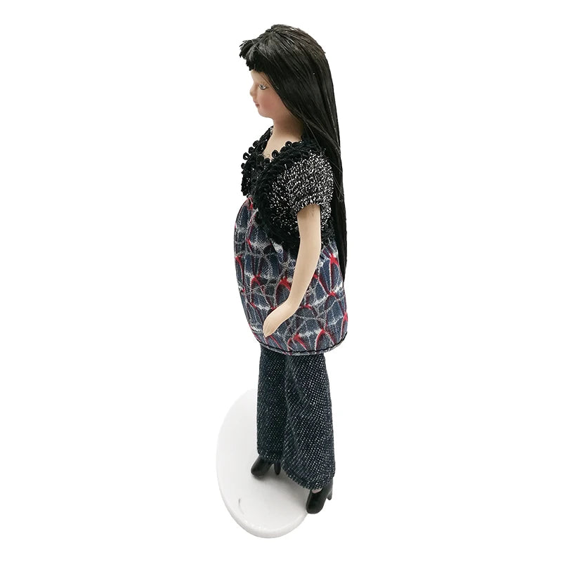 1:6 Scale Miniature Porcelain Doll Modern Housewife For Dollhouse Accessories