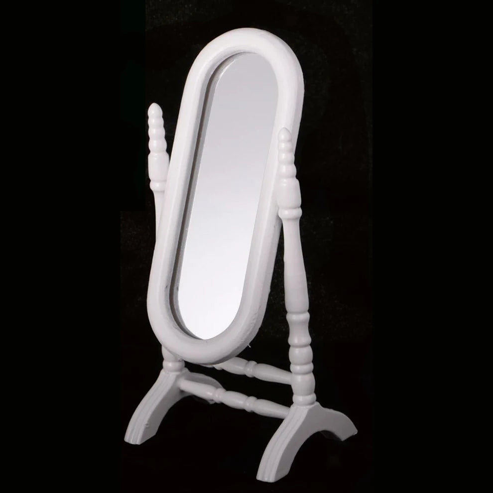 1:6 Scale Miniature White Wooden Cabinet Dresser Mirror Bedroom Furniture Set For Dollhouse Accessories