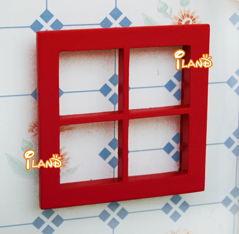 1:12 Scale Miniature Wooden Fairy Window With 4 Panes For Dollhouse DIY Accessories Miniature Furniture
