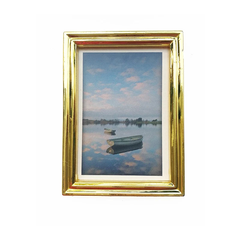 Pintura al óleo enmarcada en miniatura a escala 1:12, arte de pared, decoración para casa de muñecas, accesorios de bricolaje