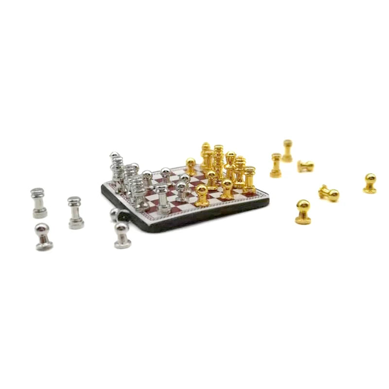 1:12 Scale Miniature Chess Set Dollhouse Accessories Pretend Play Home Decoration