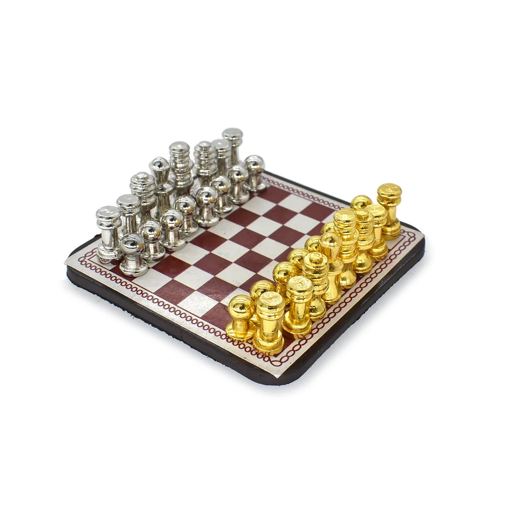 1:12 Scale Miniature Chess Set Dollhouse Accessories Pretend Play Home Decoration