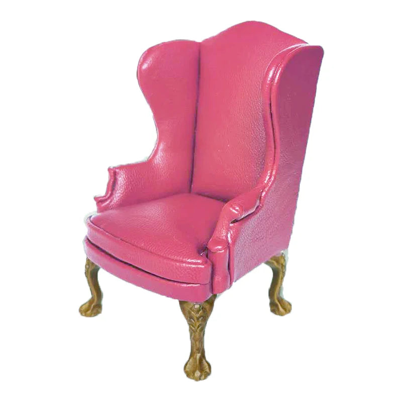 1:12 Scale Miniature Red Leather Sofa Armchair Dollhouse Furniture Living Room Decor Accessories