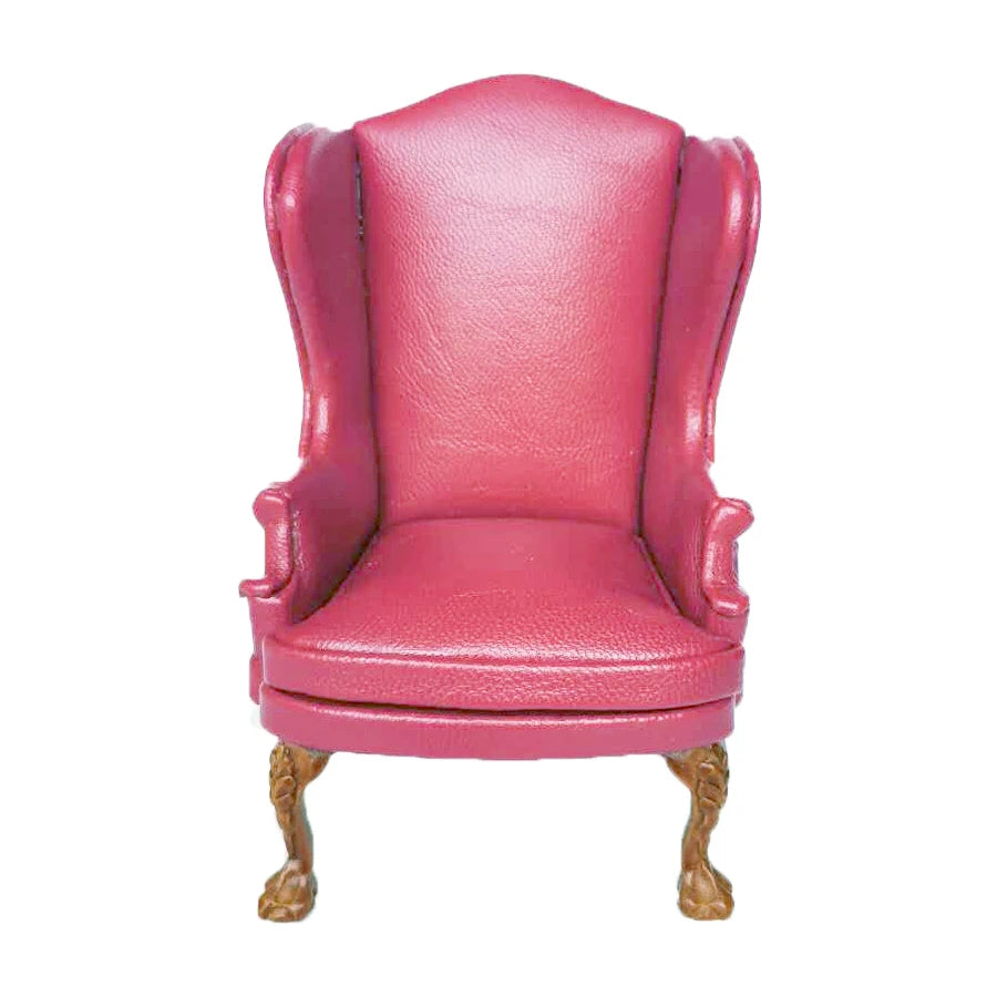 1:12 Scale Miniature Red Leather Sofa Armchair Dollhouse Furniture Living Room Decor Accessories