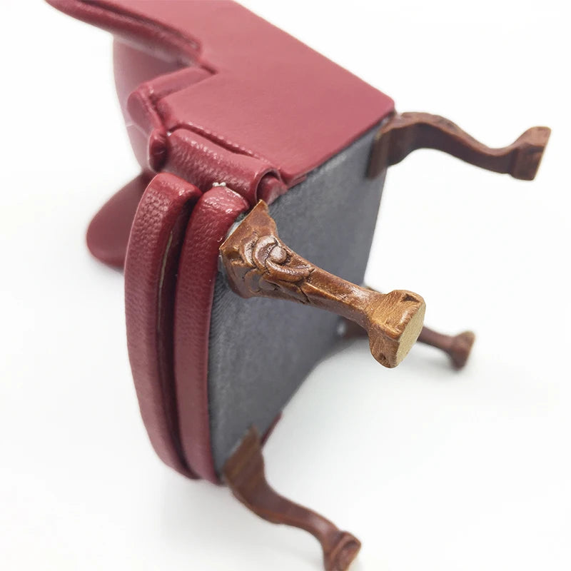1:12 Scale Miniature Red Leather Sofa Armchair Dollhouse Furniture Living Room Decor Accessories