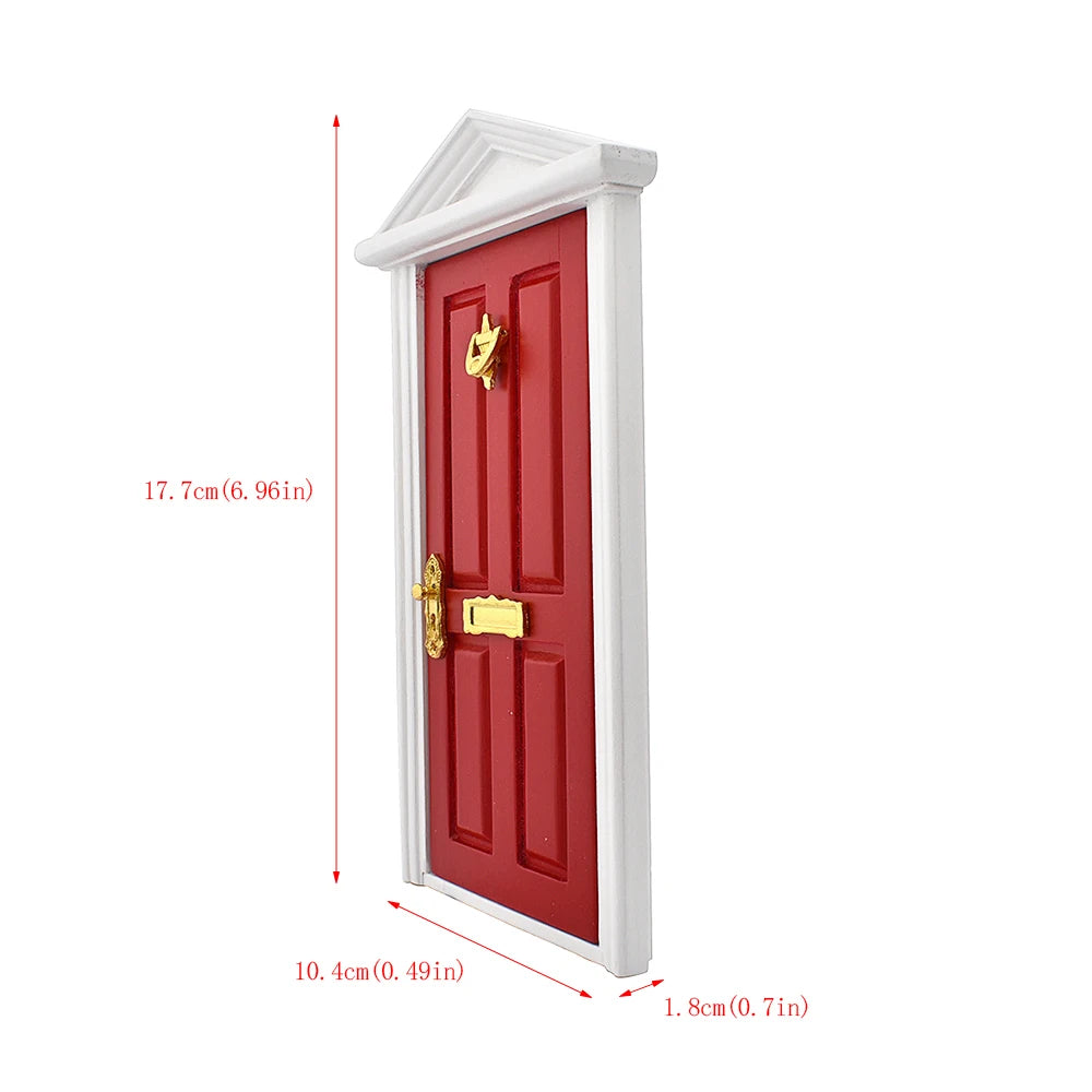 1:12 Scale Miniature Fairy Door Triangle Roof With Hardware Knock Mailbox Doorbell For Dollhouse Accessories