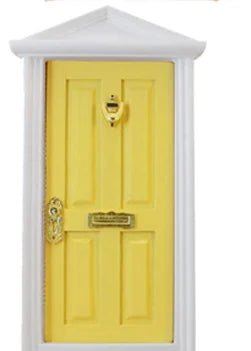 1:12 Scale Miniature Fairy Door Triangle Roof With Hardware Knock Mailbox Doorbell For Dollhouse Accessories