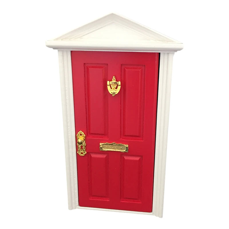 1:12 Scale Miniature Fairy Door Triangle Roof With Hardware Knock Mailbox Doorbell For Dollhouse Accessories