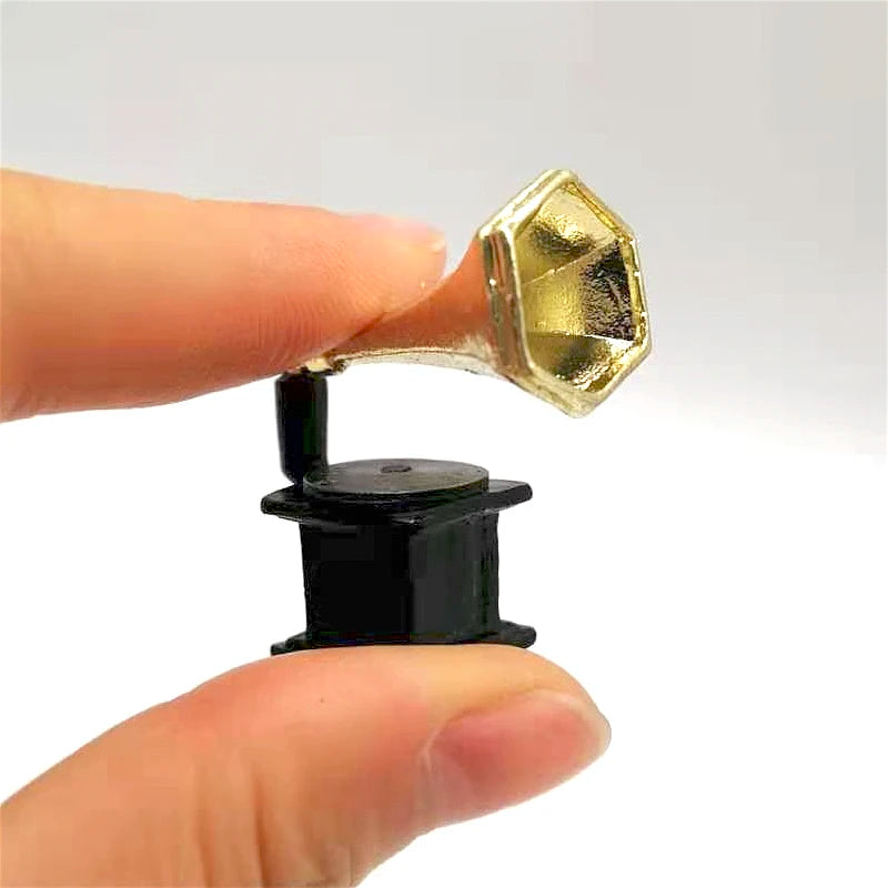 Gramófono en miniatura a escala 1:12 para decoración y accesorios de casas de muñecas