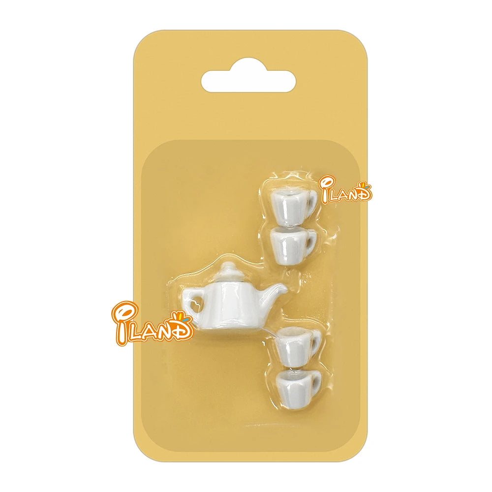 1:12 Scale Miniature Tea Set Porcelain Kettle Pot Cup Dollhouse Accessories Teaware Miniature Furniture