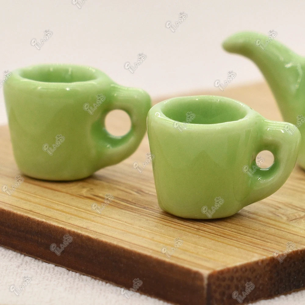 1:12 Scale Miniature Tea Set Porcelain Kettle Pot Cup Dollhouse Accessories Teaware Miniature Furniture