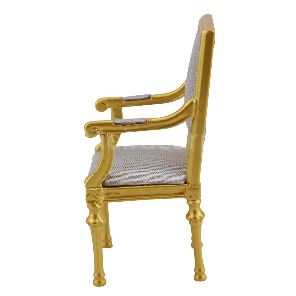Sillón dorado de lujo para casa de muñecas a escala 1:12, muebles en miniatura para sala de estar