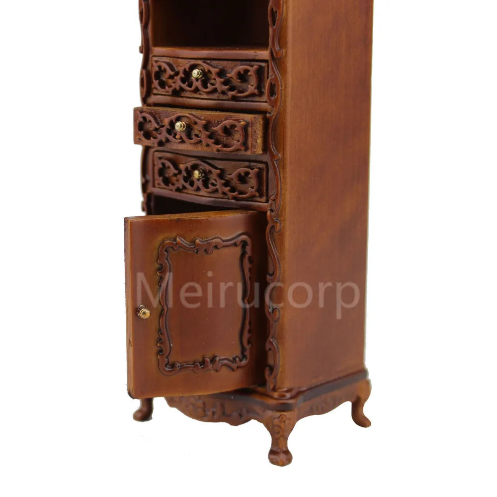 Mueble auxiliar de madera en miniatura para casa de muñecas, escala 1:12, grabado a mano, decoración de lujo para sala de estar.