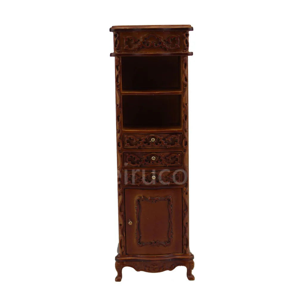 Mueble auxiliar de madera en miniatura para casa de muñecas, escala 1:12, grabado a mano, decoración de lujo para sala de estar.