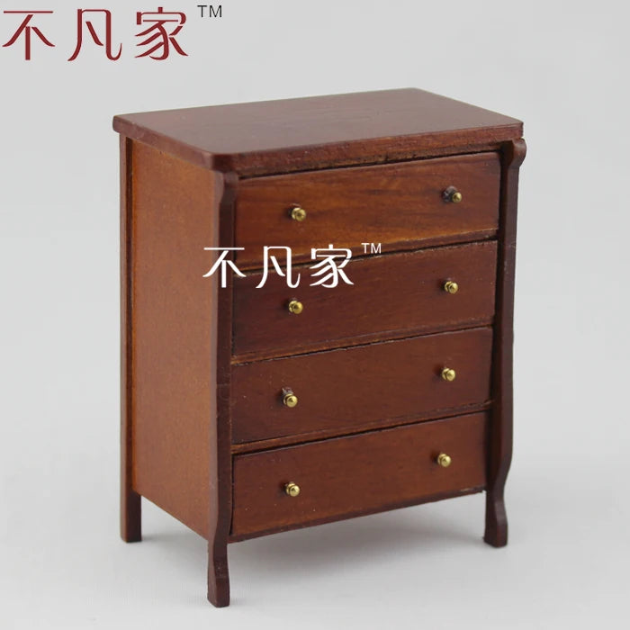 1:12 Scale Miniature Wooden Hand Carved Bedroom Dollhouse Furniture Kit