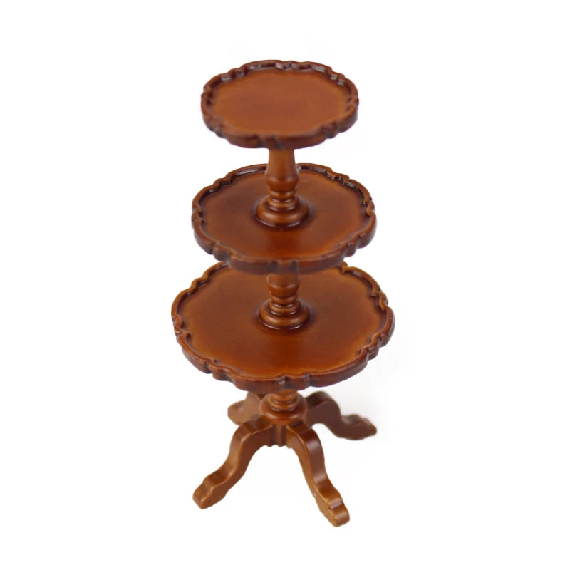 Présentoir à gâteaux miniature en noyer à l'échelle 1:12, meuble de cuisine exquis pour maison de poupée