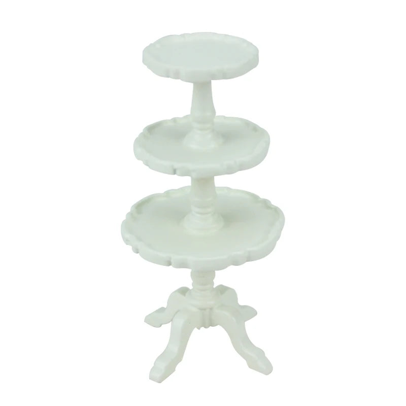 Présentoir à gâteaux miniature en bois blanc à l'échelle 1:12 pour maison de poupée, accessoire de cuisine, meuble miniature