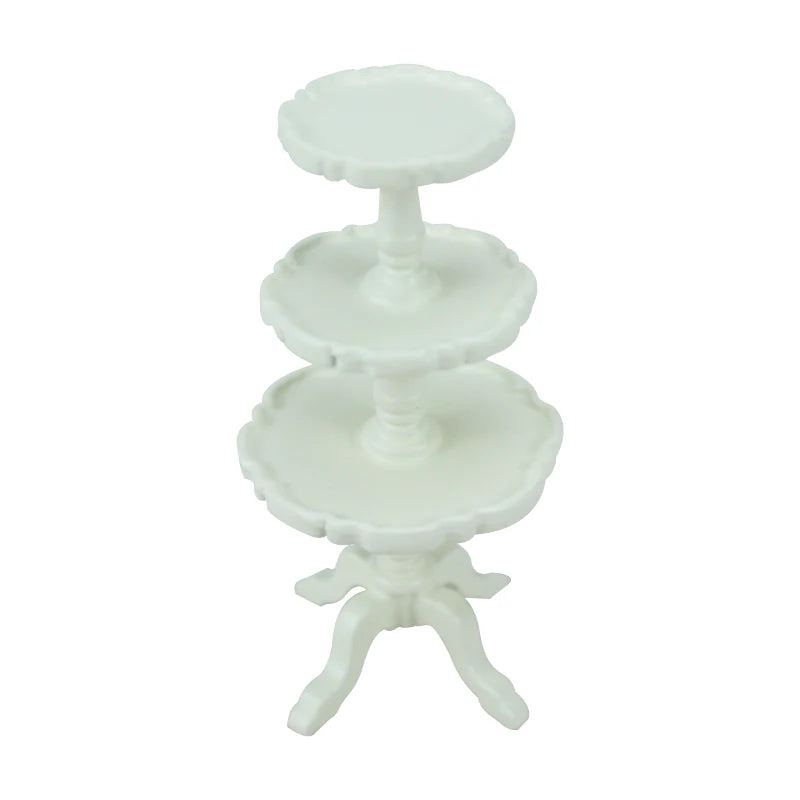 Présentoir à gâteaux miniature en bois blanc à l'échelle 1:12 pour maison de poupée, accessoire de cuisine, meuble miniature