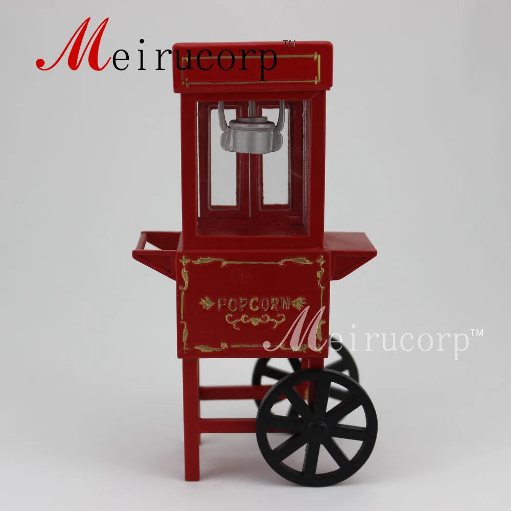 Casa de muñecas en miniatura a escala 1:12 con carrito de palomitas rojo: muebles en miniatura detallados para coleccionistas