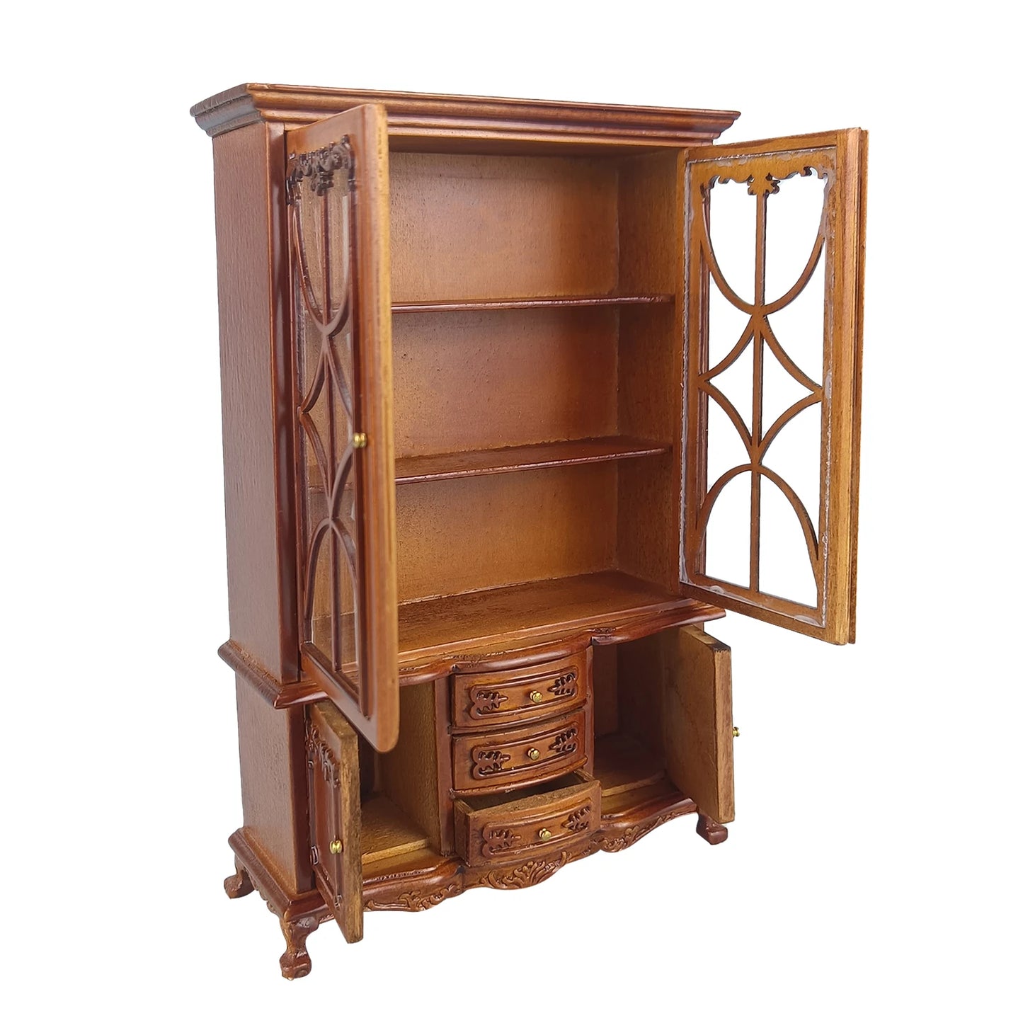 Aparador de madera en miniatura a escala 1:12 para muebles de casa de muñecas.